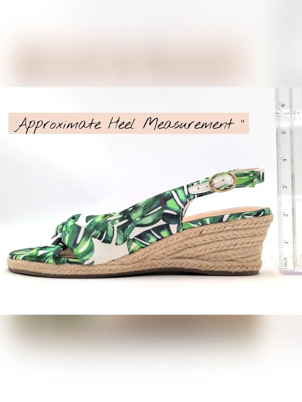 Bella Vita Size 9M Tropical Leaf Espadrille Wedge Sandals Slingback Gold Buckle